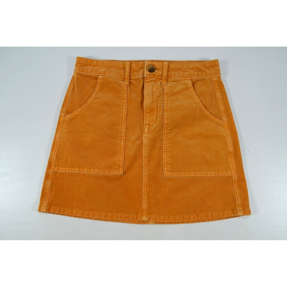 American Eagle Corduroy Skirt Super Stretch Super High Rise A Line Gold Waist 28